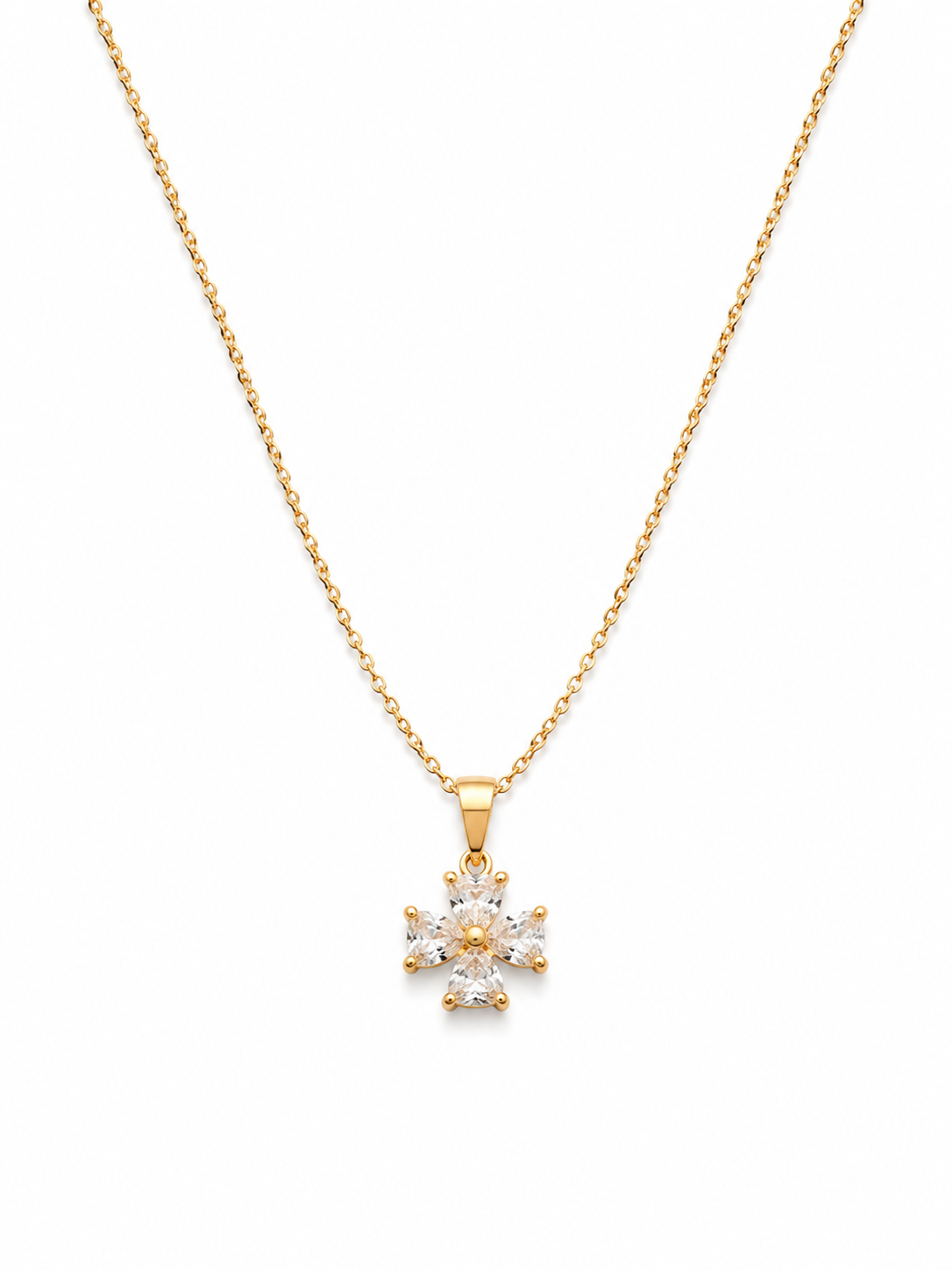 Blossom Spark Crystal Flower Pendant Necklace