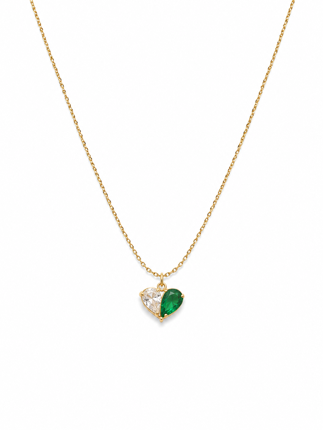 Emerald Duo Heart Pendant Necklace