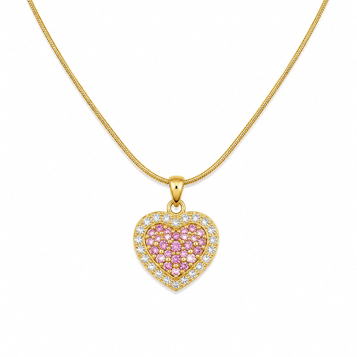 Pink Crystal Heart Necklace