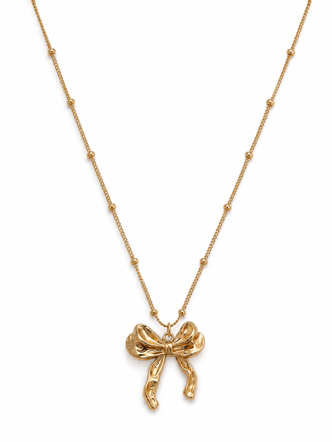 Golden Grace Bow Pendant Necklace