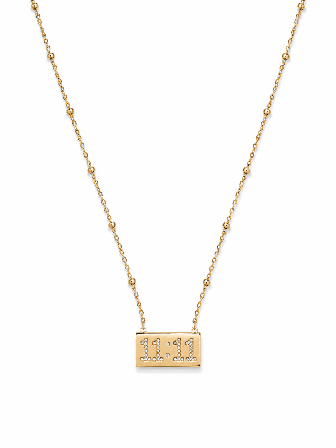 Golden 11:11 Crystal Bar Pendant Necklace