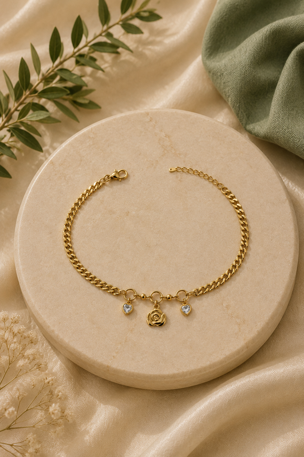 Golden Leaf Charm Bracelet