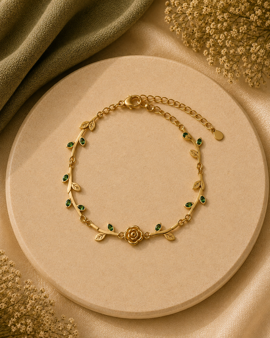 Rose Vine Green Stone Bracelet