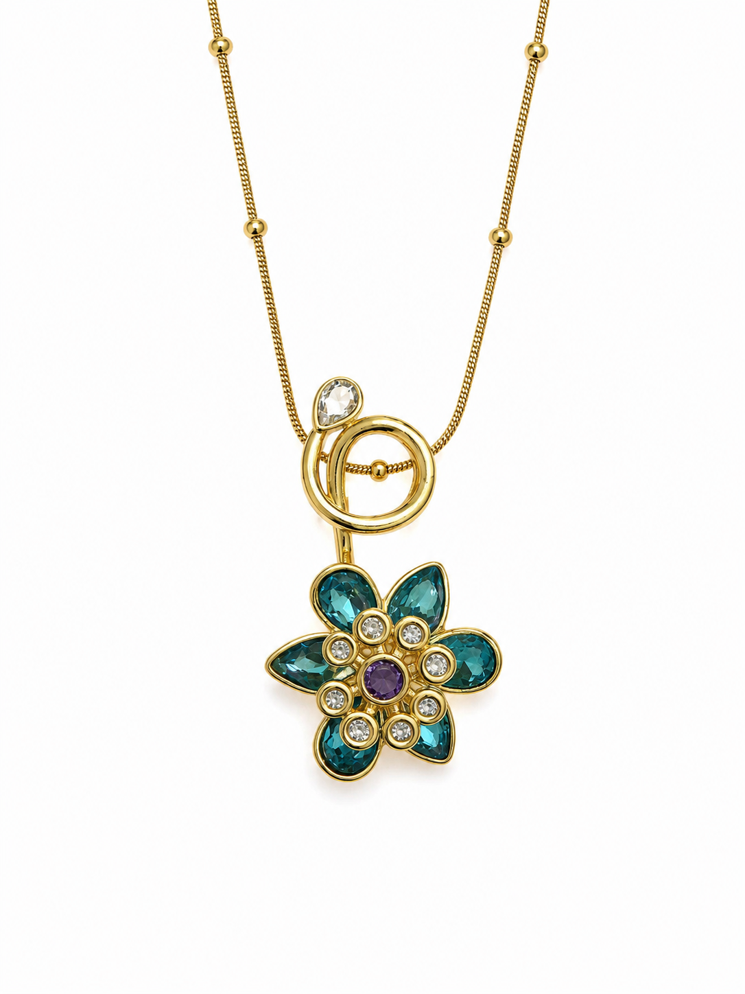 Teal Bloom Floral Necklace
