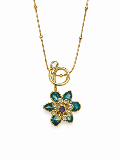 Teal Bloom Floral Necklace