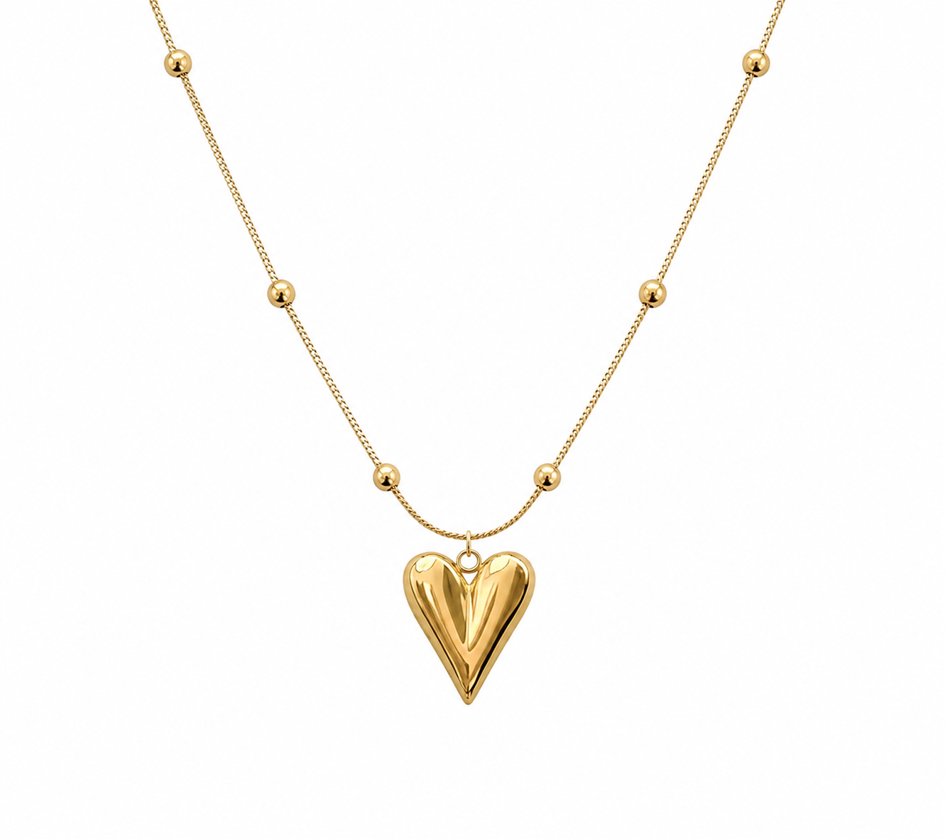 Minimalist Gold Heart Pendant Necklace | Anti-Tarnish Everyday Jewelry