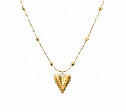 Minimalist Gold Heart Pendant Necklace | Anti-Tarnish Everyday Jewelry