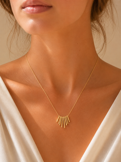 Aurora Fan Bar Pendant Necklace