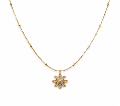 Golden Bloom Floral Pendant Necklace