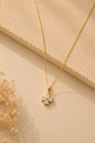 Blossom Spark Crystal Flower Pendant Necklace
