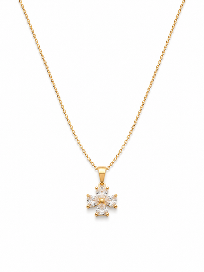 Blossom Spark Crystal Flower Pendant Necklace