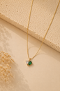 Emerald Duo Heart Pendant Necklace