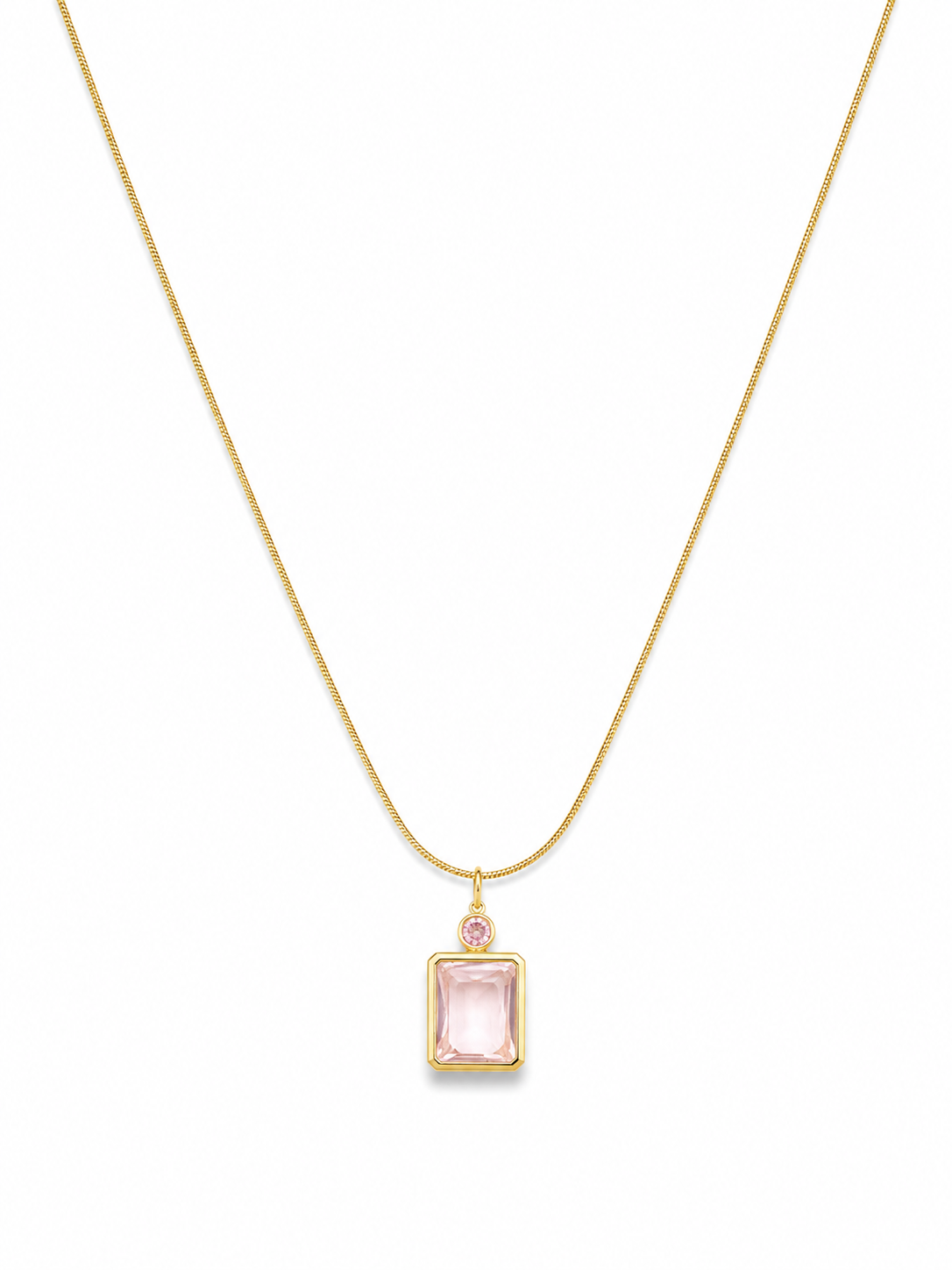 Blush Elegance Emerald-Cut Pendant Necklace