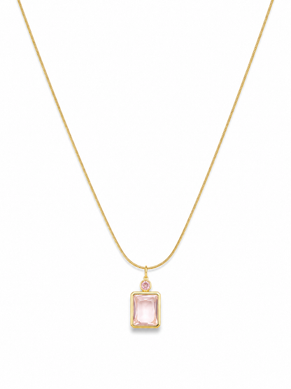 Blush Elegance Emerald-Cut Pendant Necklace
