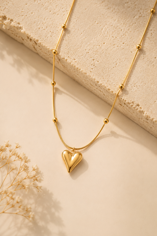 Minimalist Gold Heart Pendant Necklace | Anti-Tarnish Everyday Jewelry
