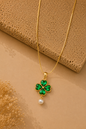 Emerald Bloom Pearl Necklace