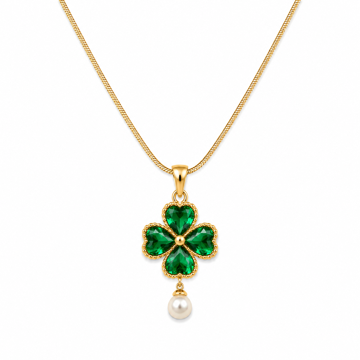 Emerald Bloom Pearl Necklace