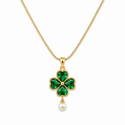 Emerald Bloom Pearl Necklace