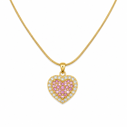 Pink Crystal Heart Necklace