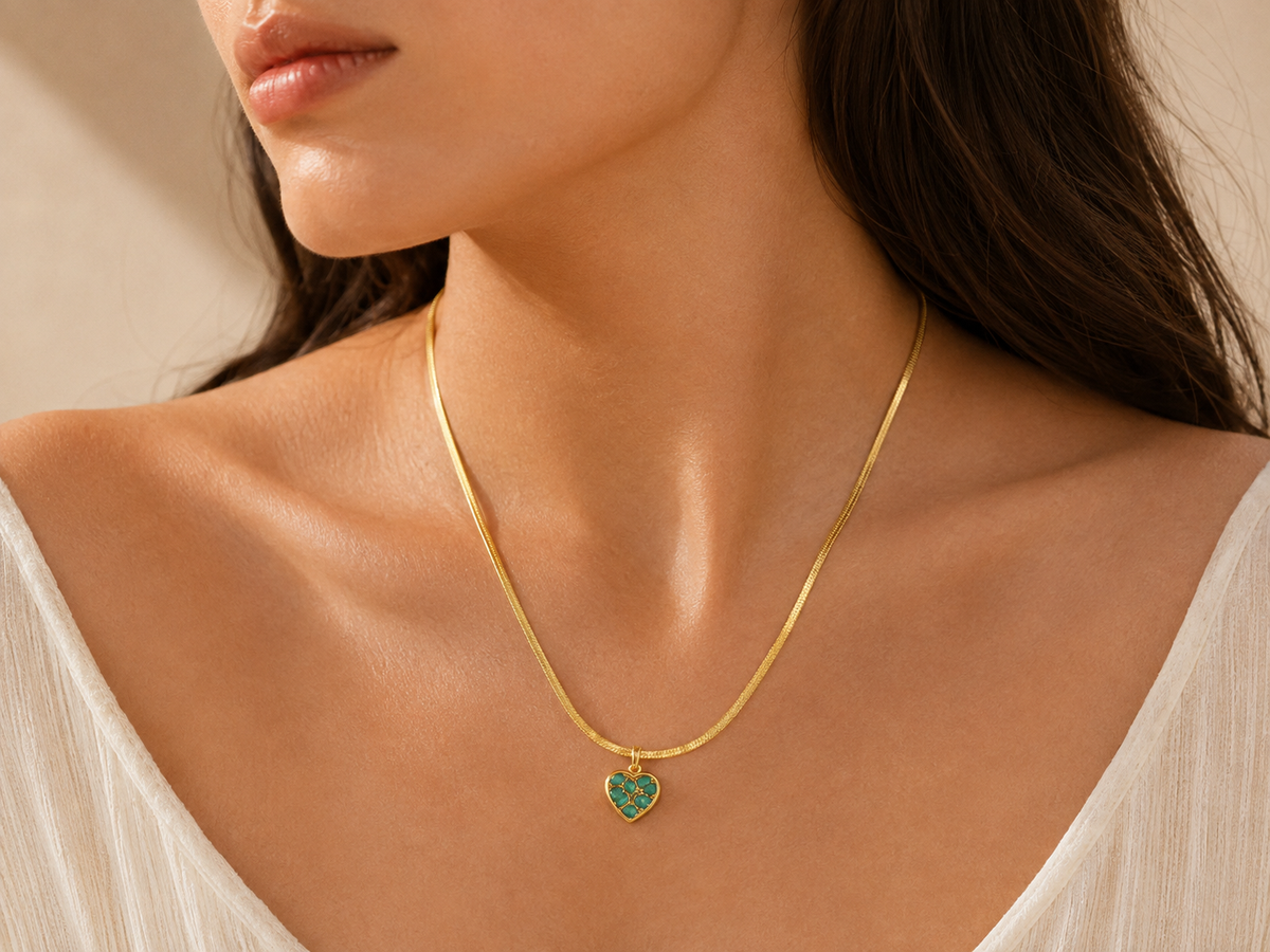 Emerald Kintsugi Heart Necklace