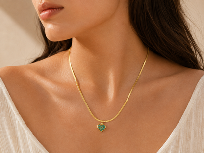 Emerald Kintsugi Heart Necklace