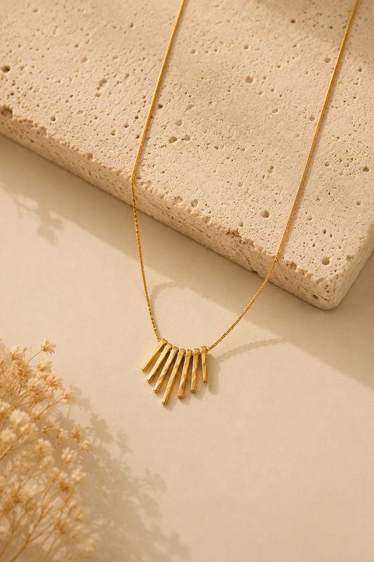 Aurora Fan Bar Pendant Necklace