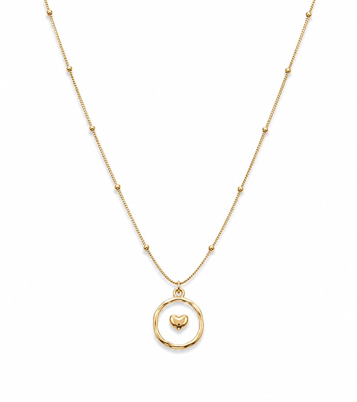 Golden Heart Mother of Pearl Pendant Necklace