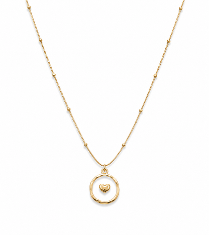 Golden Heart Mother of Pearl Pendant Necklace