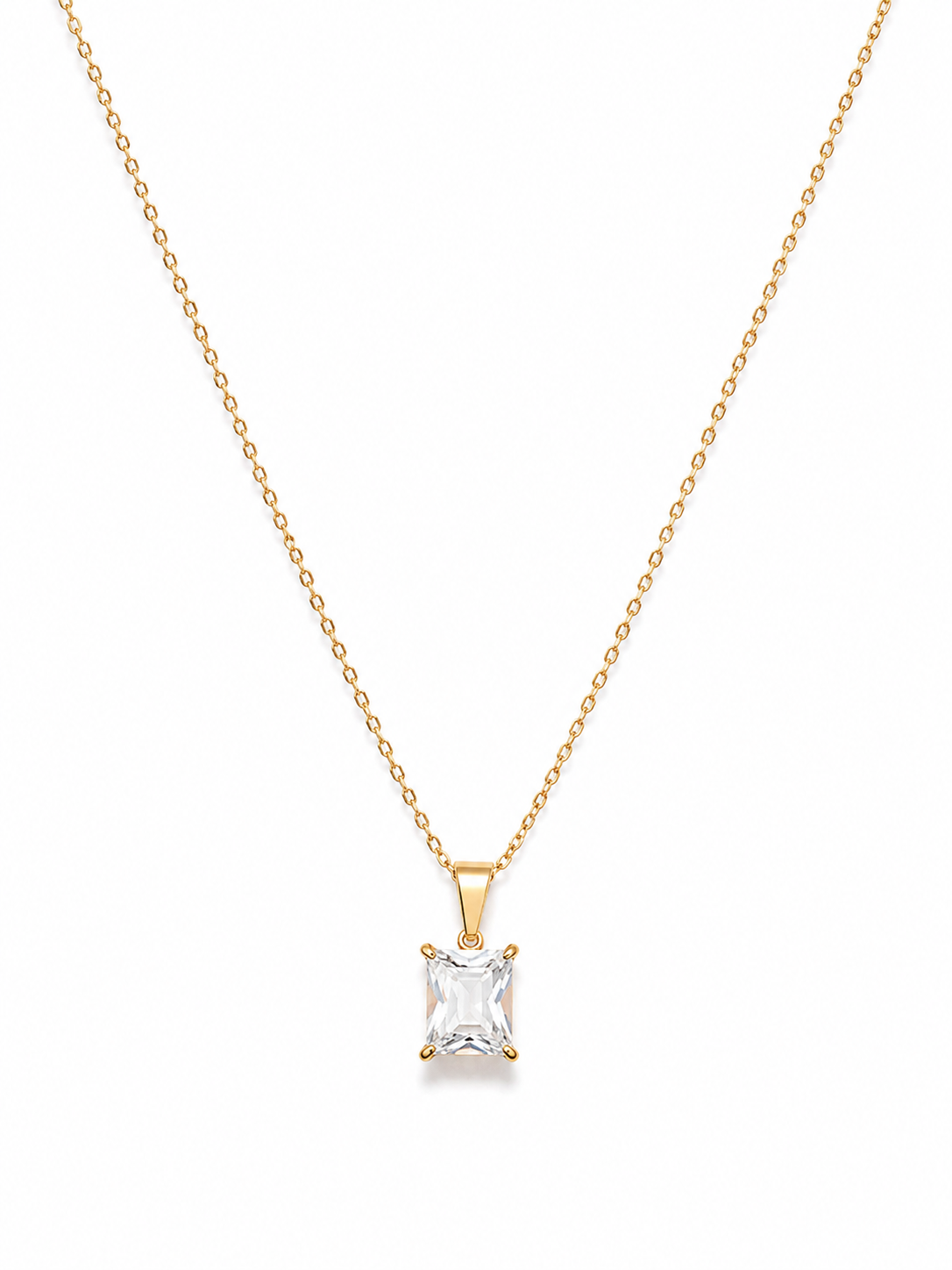 White Radiance Emerald-Cut Pendant Necklace