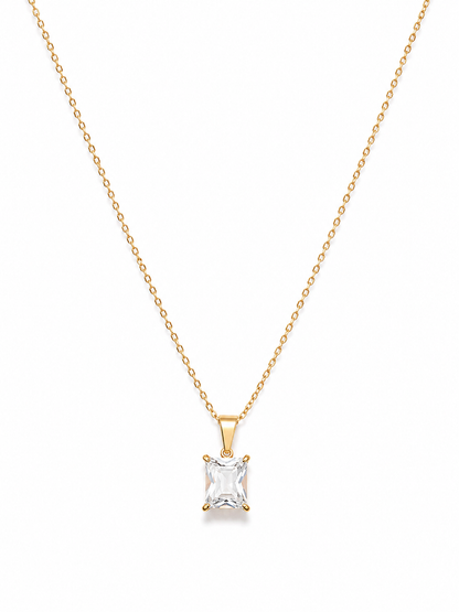 White Radiance Emerald-Cut Pendant Necklace