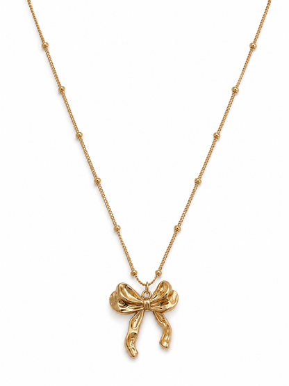 Golden Grace Bow Pendant Necklace