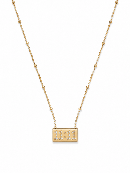 Golden 11:11 Crystal Bar Pendant Necklace