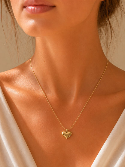 Luna Heart Gold Pendant Necklace