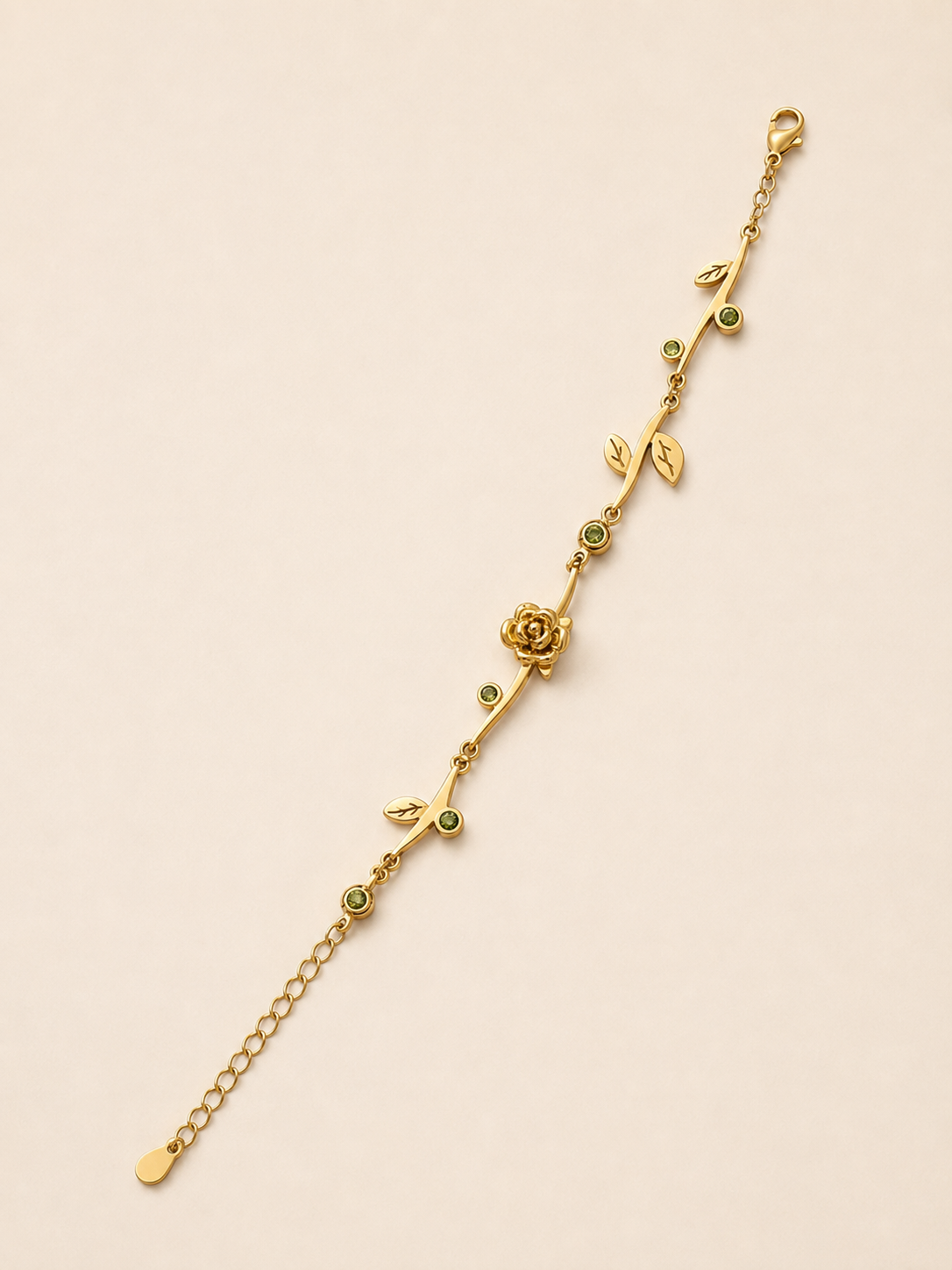 Rose Vine Green Stone Bracelet