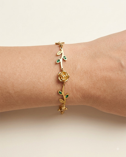 Rose Vine Green Stone Bracelet