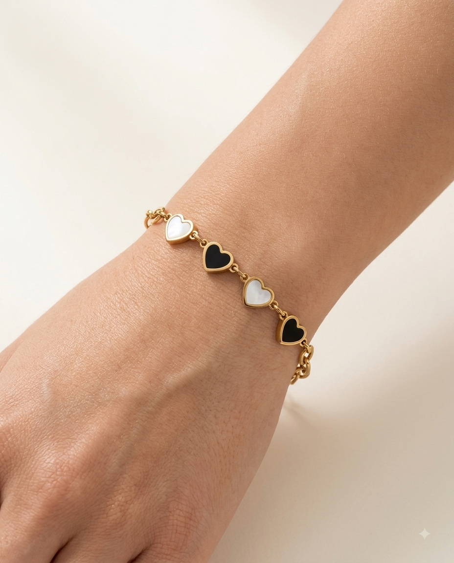 Tricolor Heart Link Bracelet